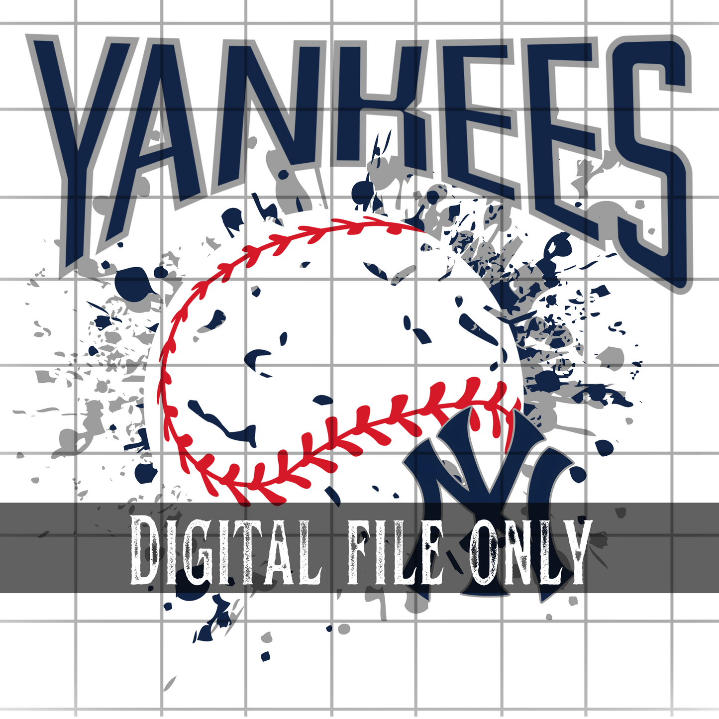 New York Y Splatter Baseball -Digital