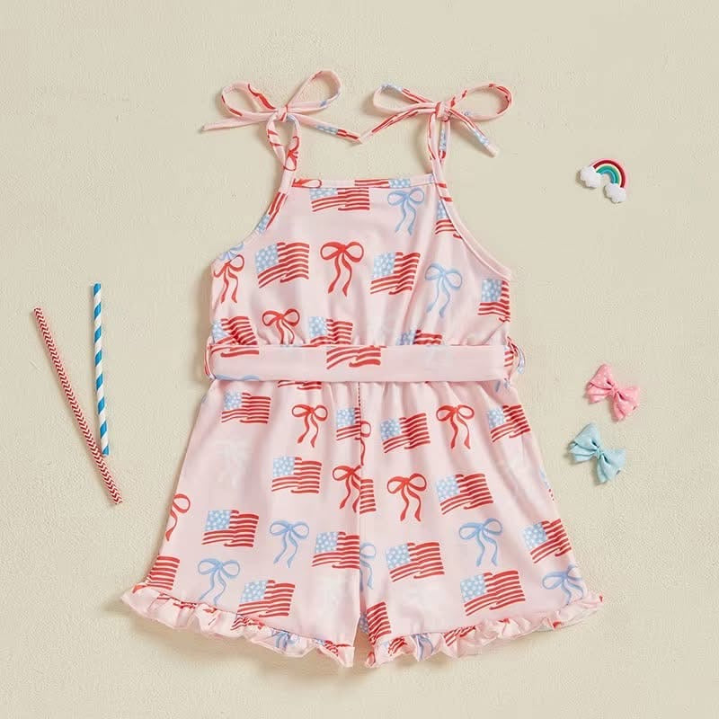 Flag & bow romper