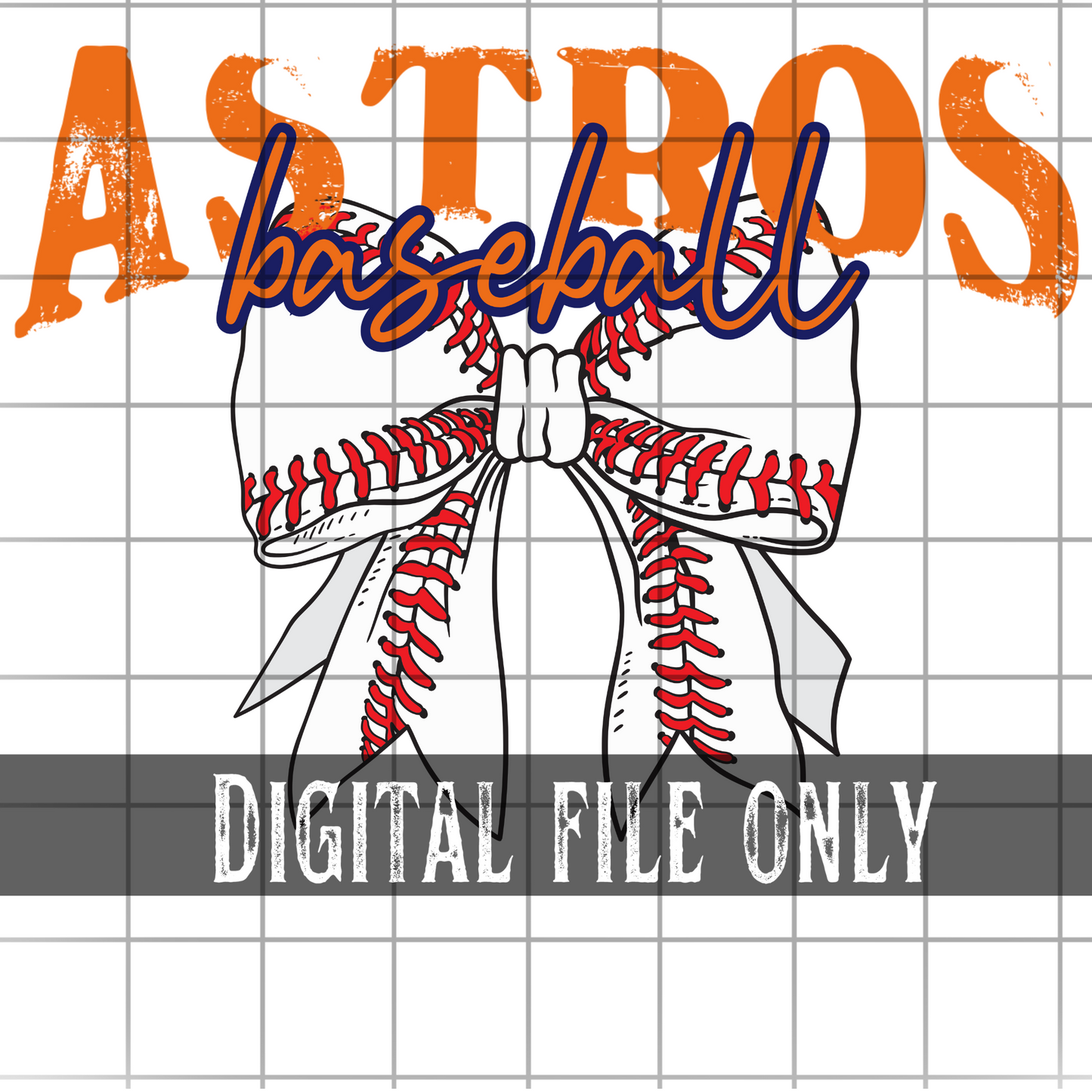 Houston Baseball Bow -Digital