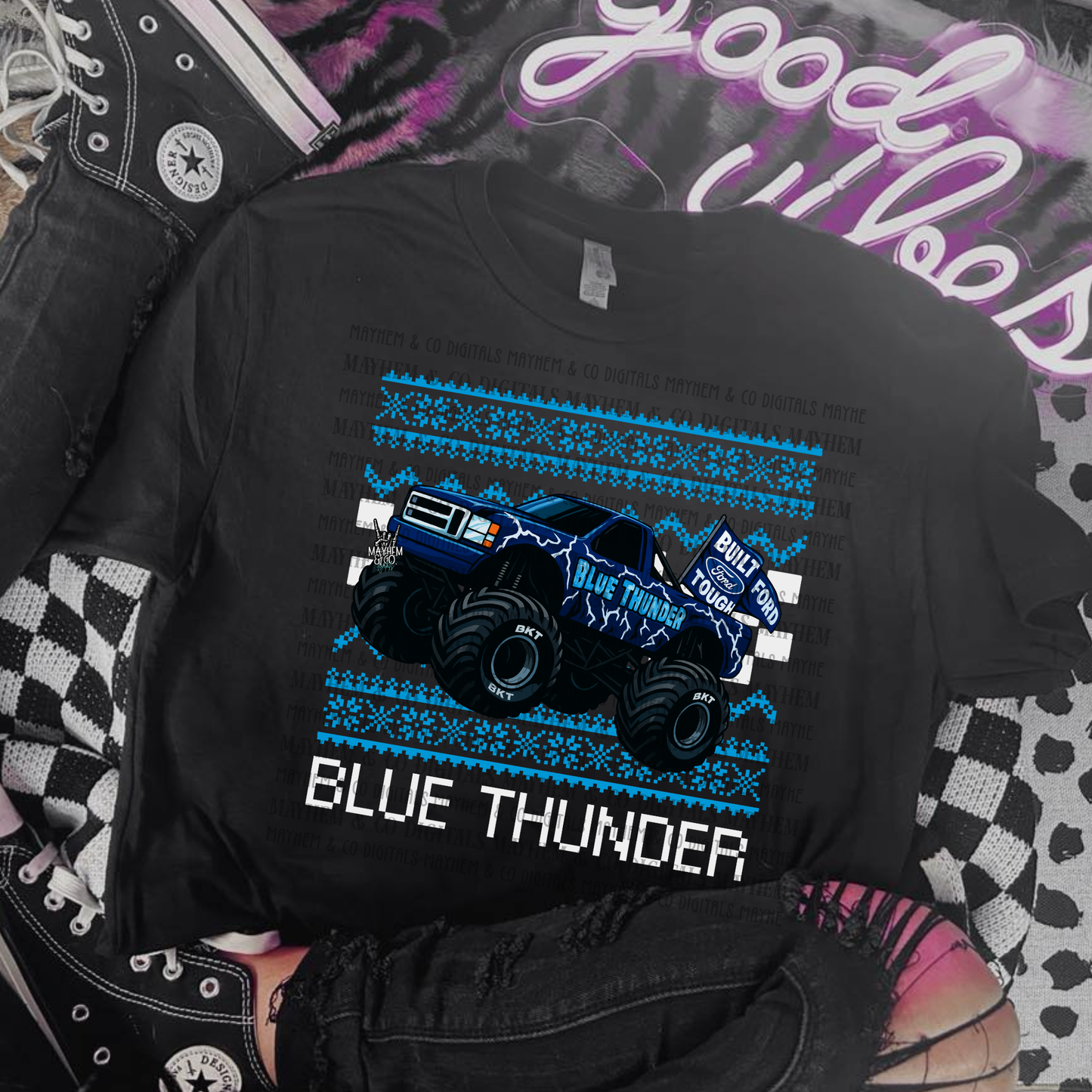 Blue Thunder Ugly Christmas Traditional - Digital