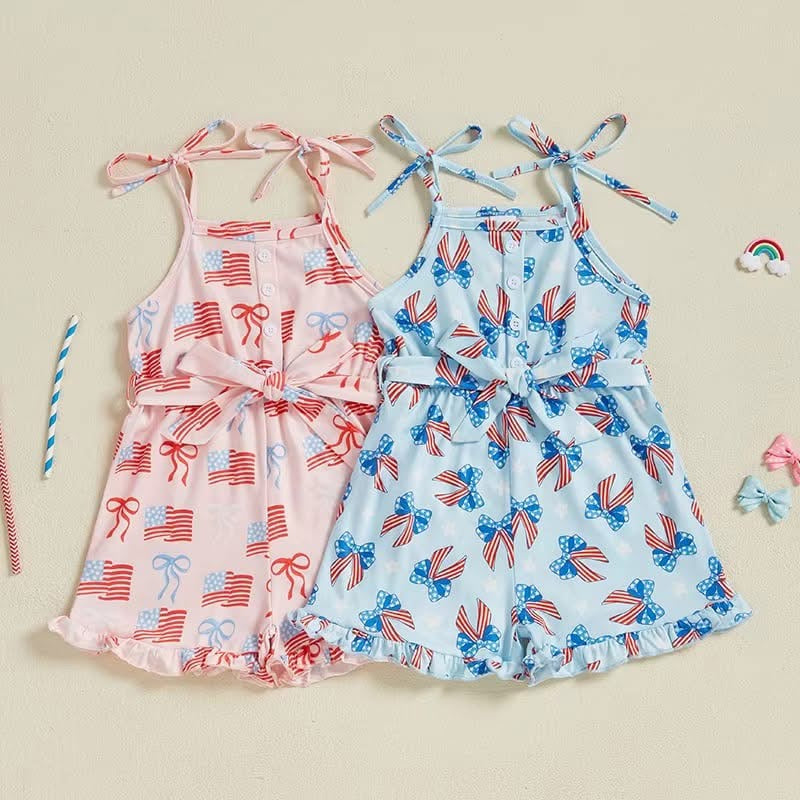Flag & bow romper
