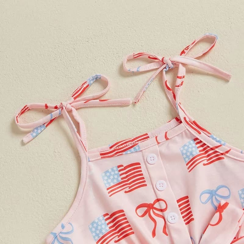 Flag & bow romper