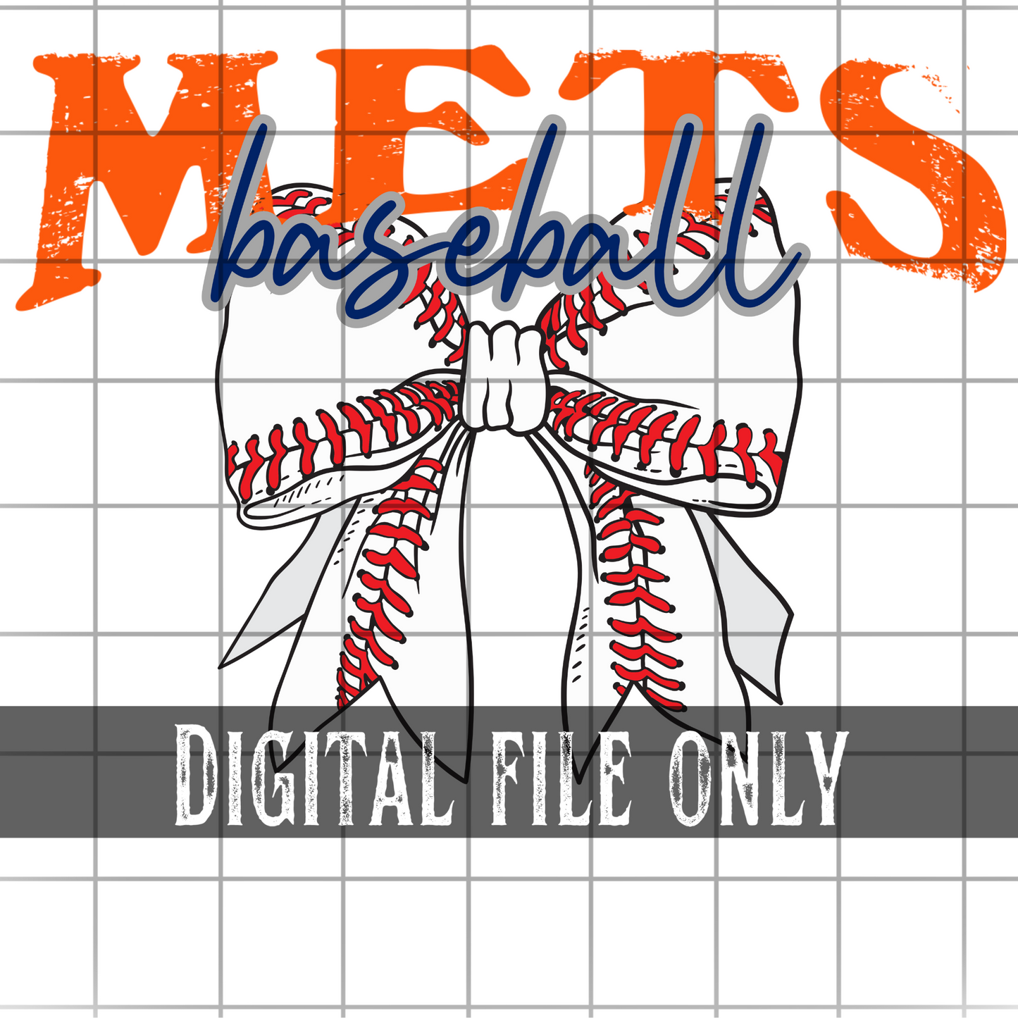 New York M Baseball Bow -Digital