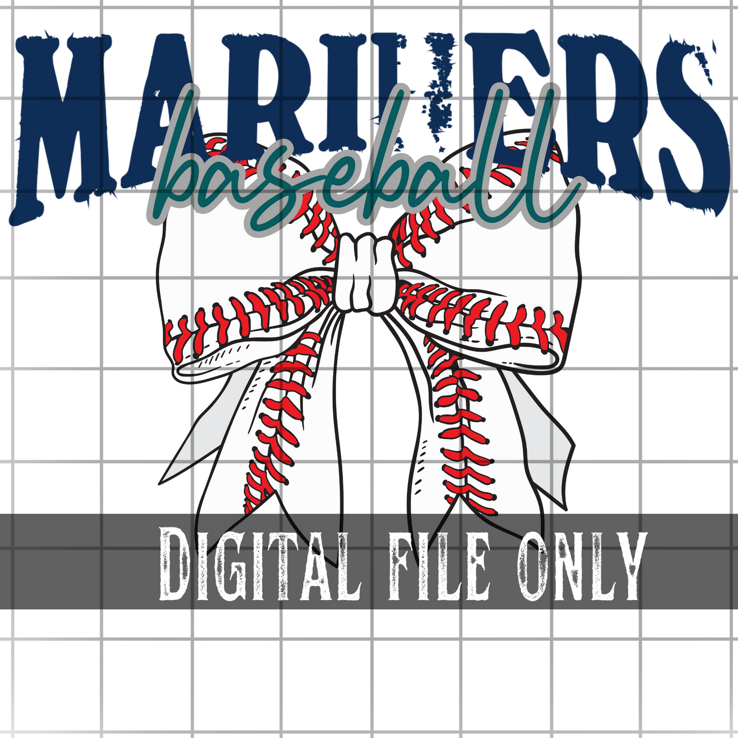 Seattle Baseball Bow -Digital