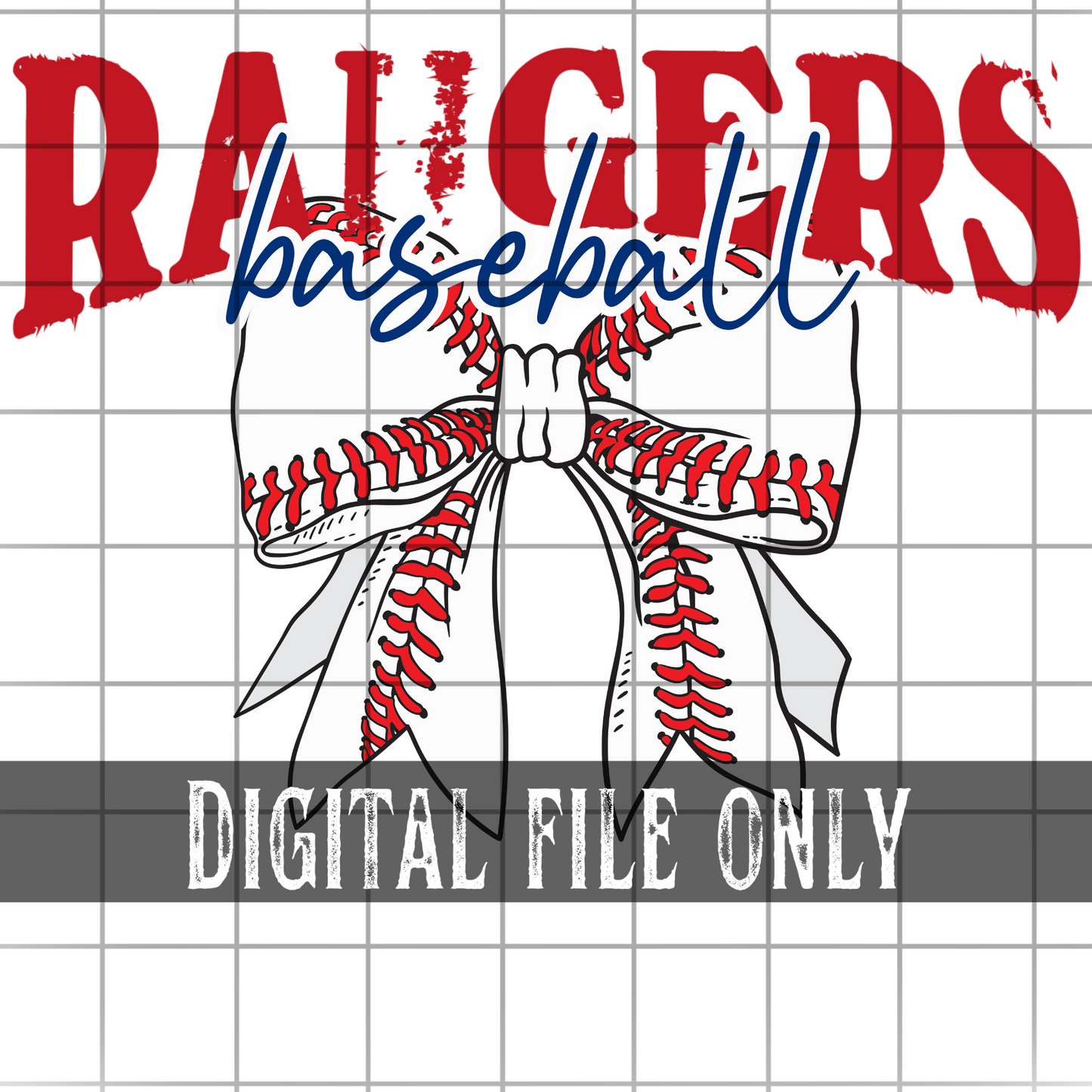 Texas Baseball Bow -Digital