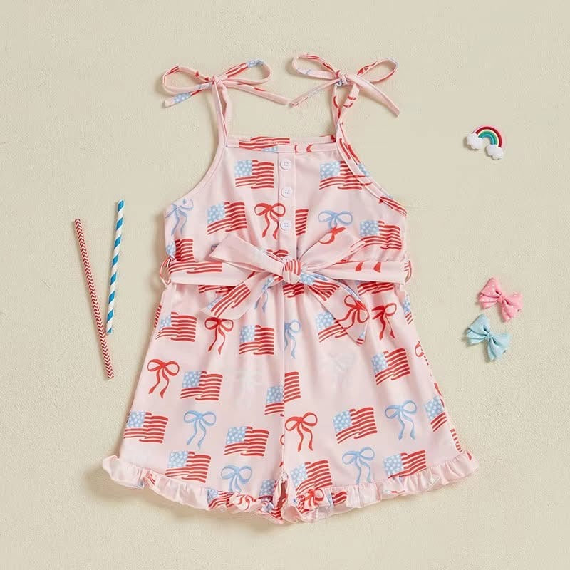 Flag & bow romper