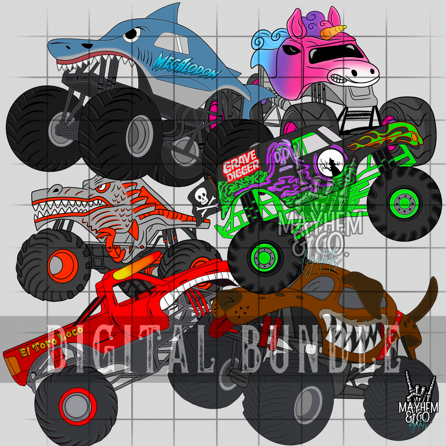 MJ Clipart bundle -6 trucks