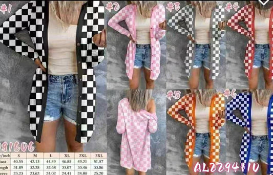 Long Checkered cardigan