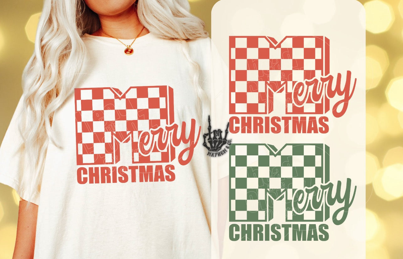Merry Christmas checkered