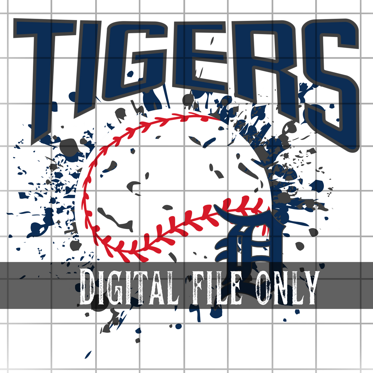 Ink Splatter Baseball Detroit Splatter Baseball -Digital – Mayhem & Co