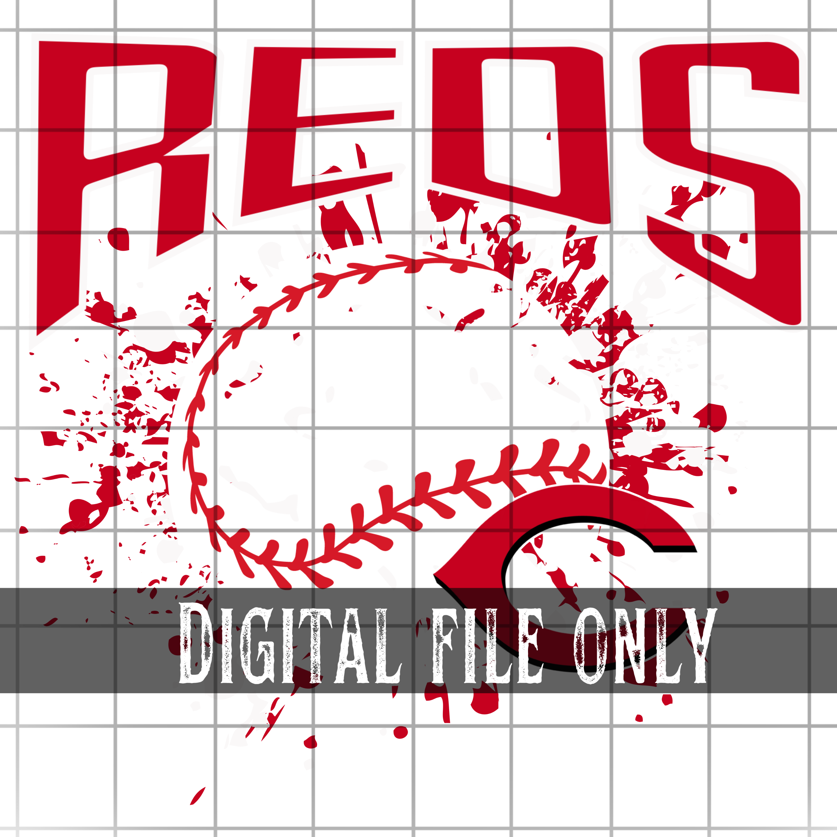 Cincinnati Baseball Lettering Cincinnati Splatter Baseball -Digital – Mayhem & Co