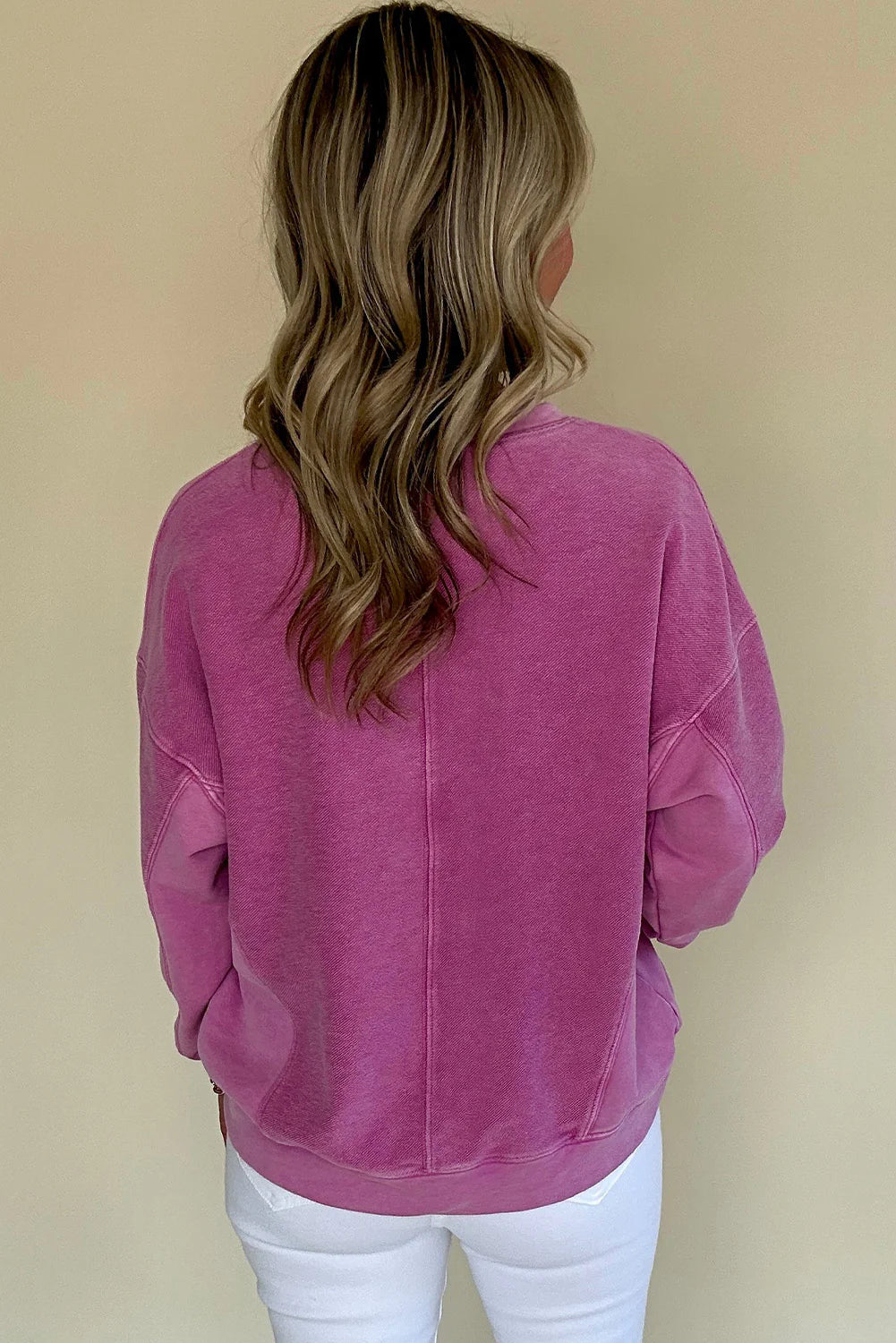 Solid Notched Neck Sweatshirt