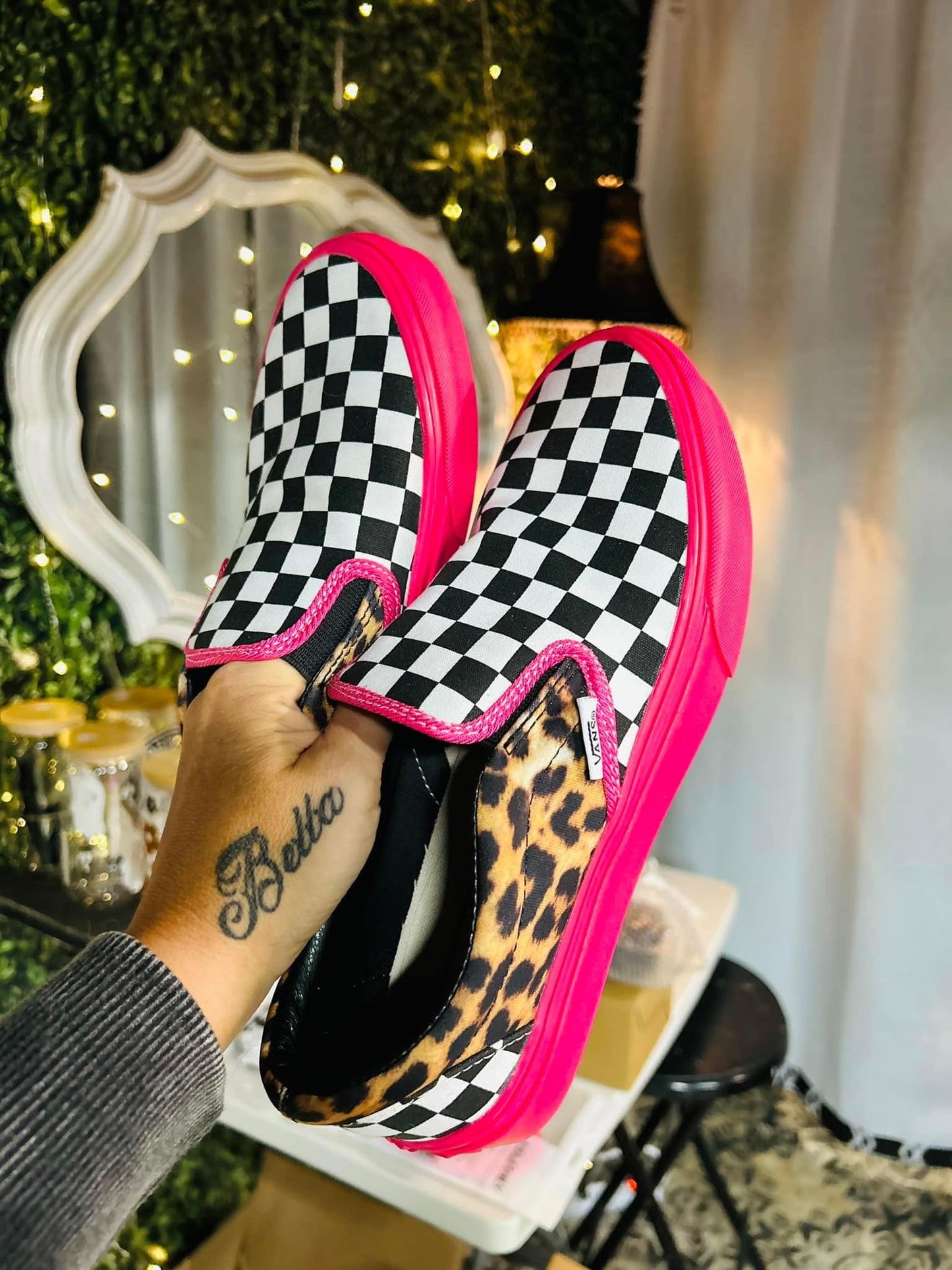 Leopard/Checkered Pink Skater Girl