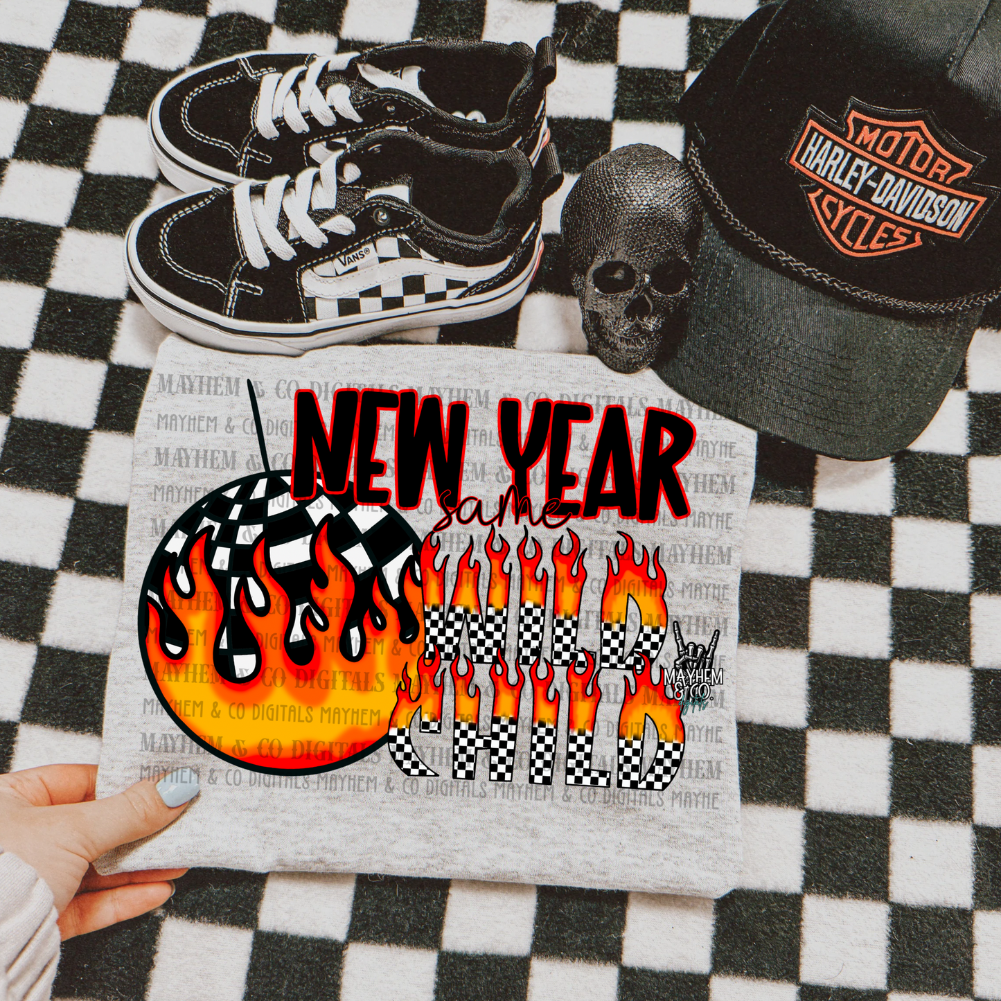 Checkered & flames -Digital Bundle