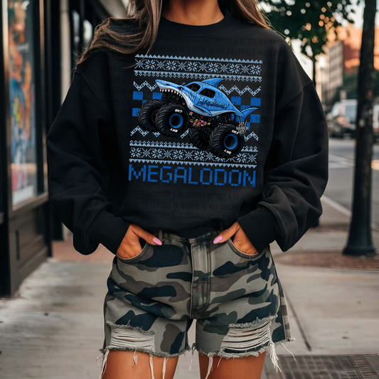 Megalodon Ugly Christmas Traditional - Digital