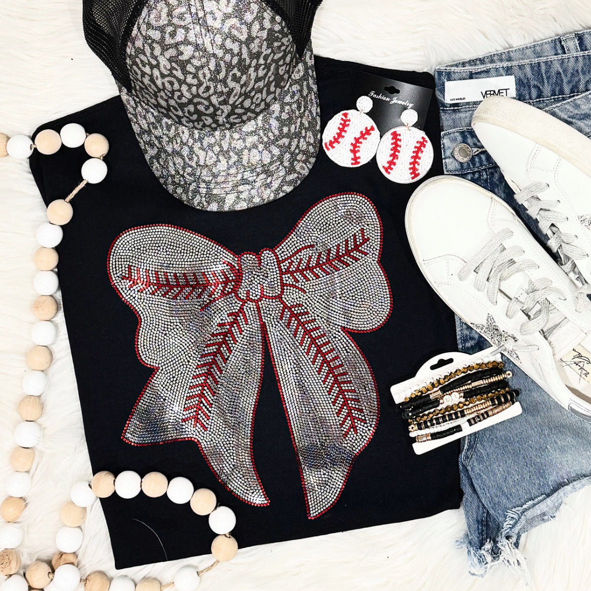 Sparkly Baseball Bow