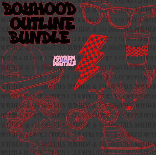 Boyhood Outline Bundle - 10 PNG’s