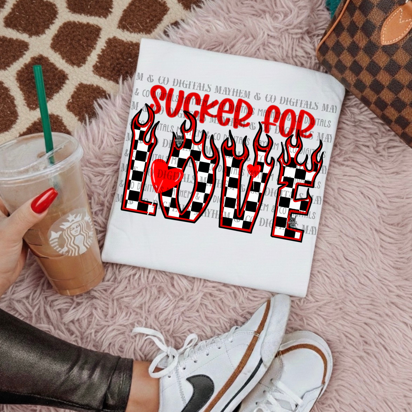 Sucker for love red checkered - Digital