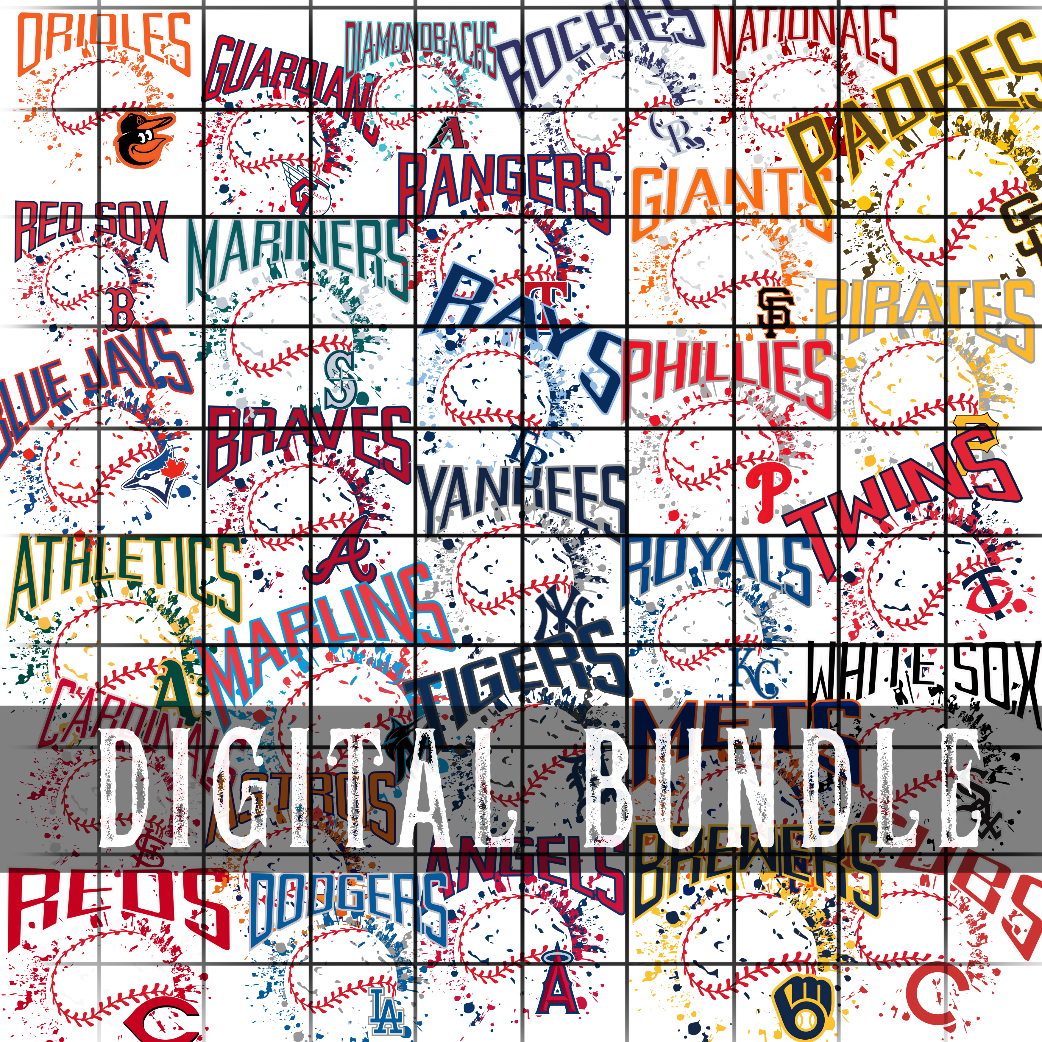 Ink Splatter Baseball Baseball Splatter Bundle - ALL 30 teams – Mayhem & Co